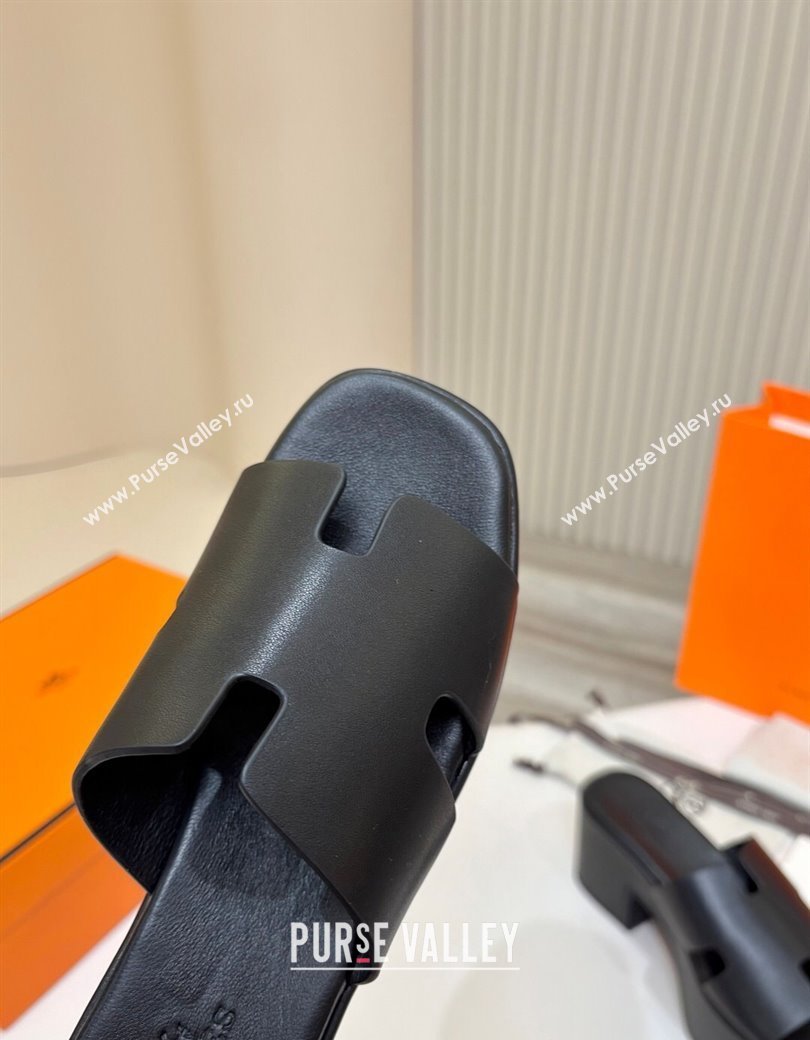 Hermes Calfskin Platform Slides Sandal 7.5cm Black 2025 H082003 (MD-250820022)