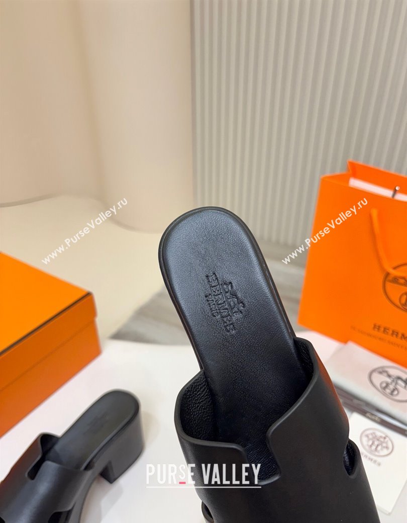 Hermes Calfskin Platform Slides Sandal 7.5cm Black 2025 H082003 (MD-250820022)
