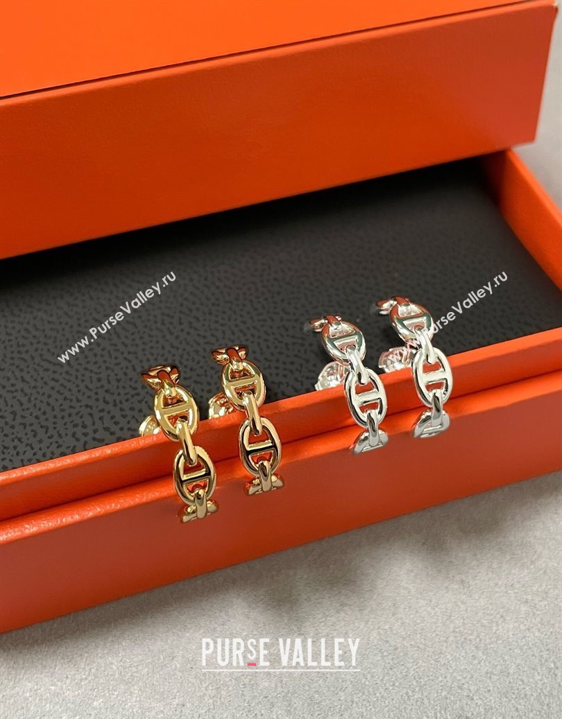 Hermes Chaine dancre Enchainee hoop earrings Gold 2025 H0917019 (YF-250917019)