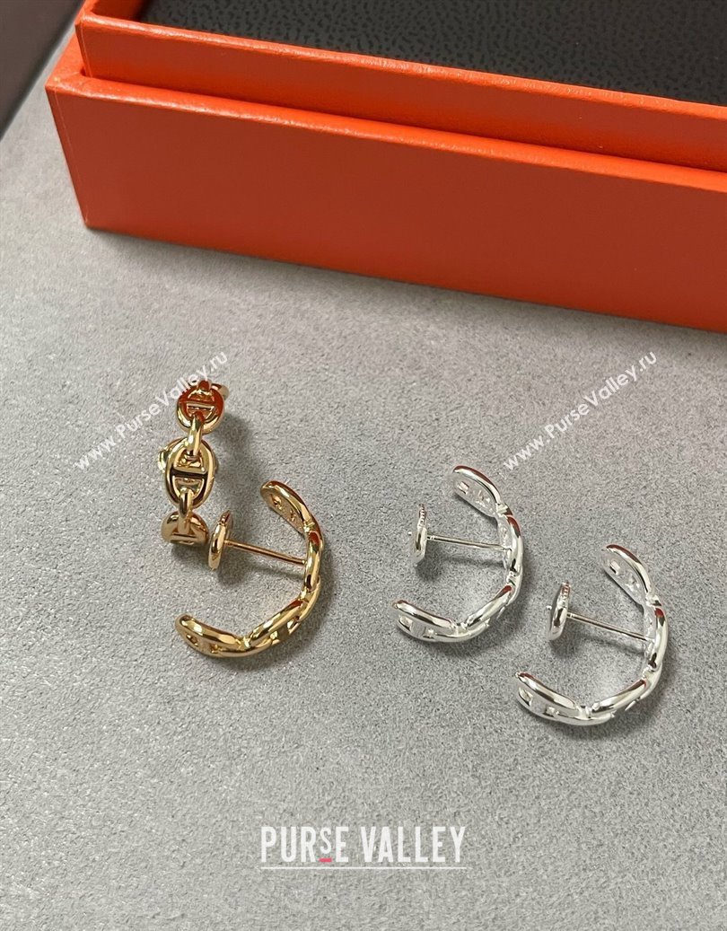 Hermes Chaine dancre Enchainee hoop earrings Gold 2025 H0917019 (YF-250917019)