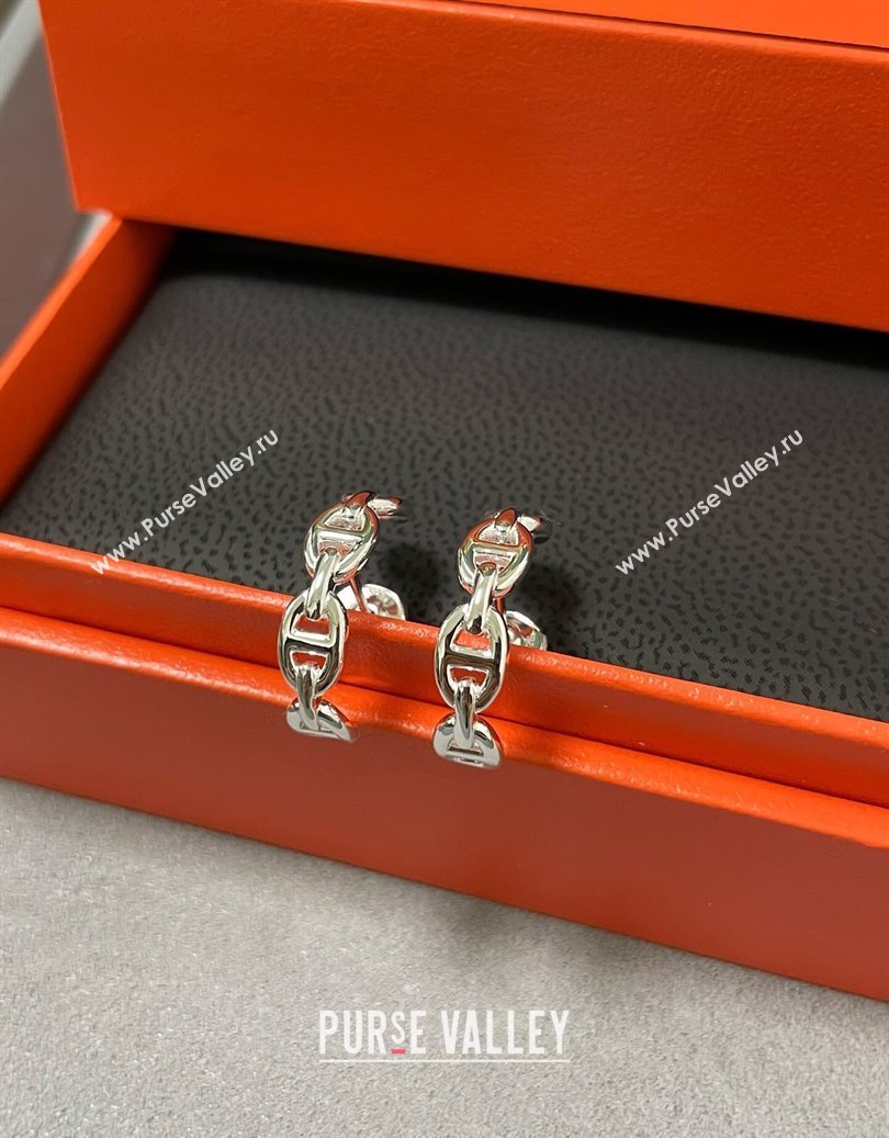 Hermes Chaine dancre Enchainee hoop earrings Silver 2025 H0917019 (YF-250917020)