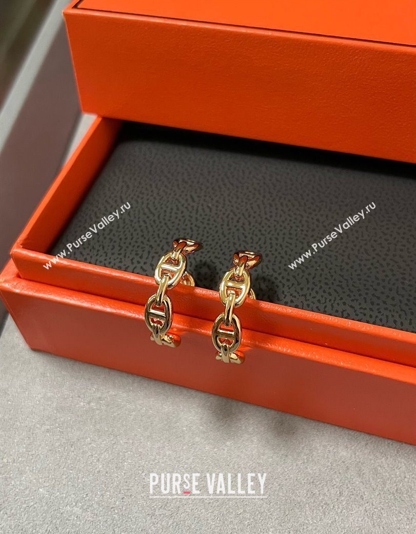 Hermes Chaine dancre Enchainee hoop earrings Gold 2025 H0917019 (YF-250917019)