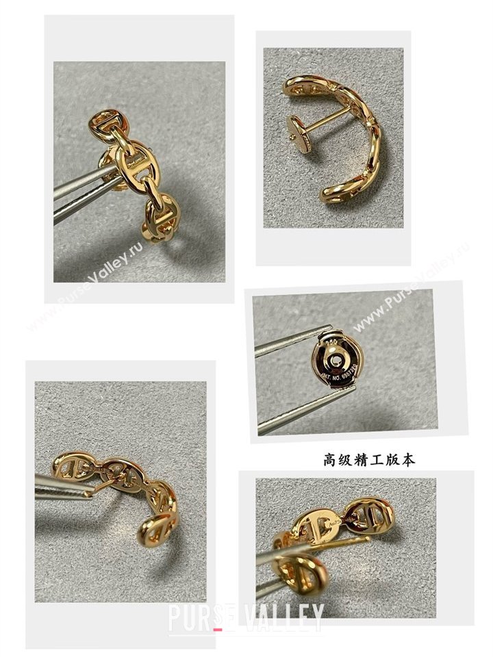 Hermes Chaine dancre Enchainee hoop earrings Gold 2025 H0917019 (YF-250917019)