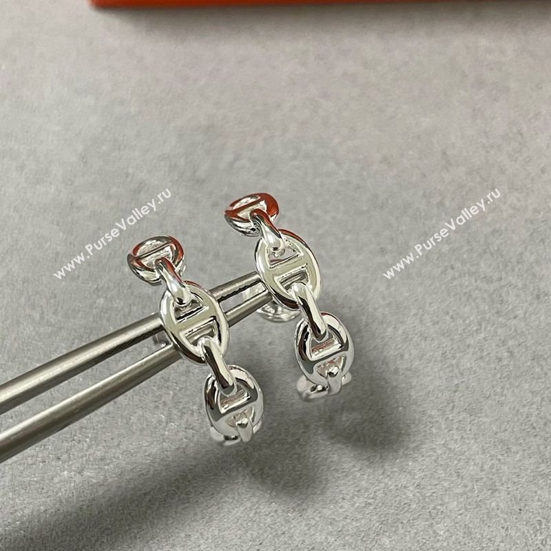 Hermes Chaine dancre Enchainee hoop earrings Silver 2025 H0917019 (YF-250917020)