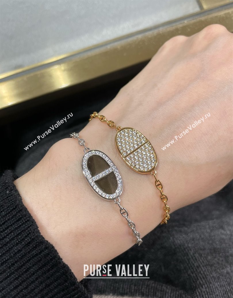 Hermes Chaine dancre Contour bracelet with Strass Silver 2025 H0917031 (YF-250917031)