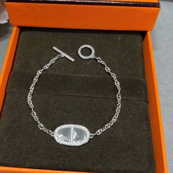 Hermes Chaine dancre Contour bracelet with Strass Silver 2025 H0917031 (YF-250917031)