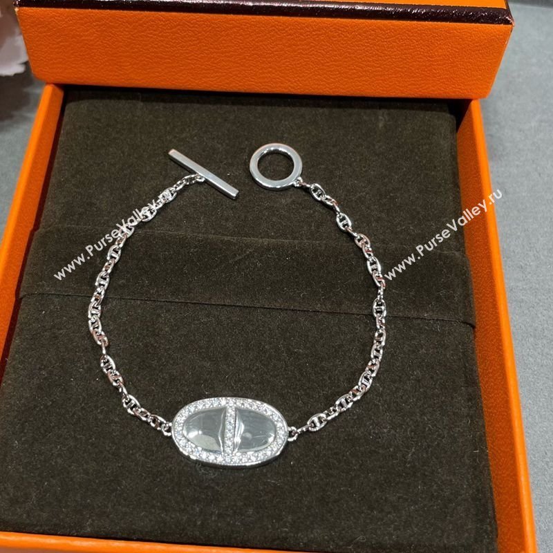 Hermes Chaine dancre Contour bracelet with Strass Silver 2025 H0917031 (YF-250917031)