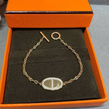 Hermes Chaine dancre Contour bracelet with Strass Gold 2025 H0917031 (YF-250917032)