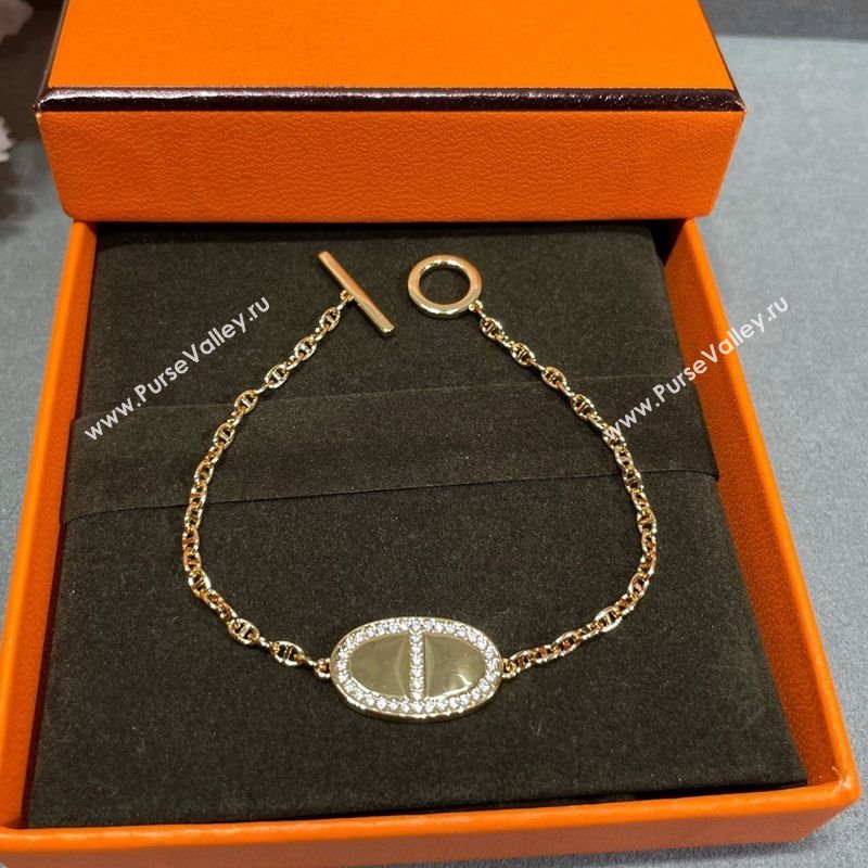 Hermes Chaine dancre Contour bracelet with Strass Gold 2025 H0917031 (YF-250917032)