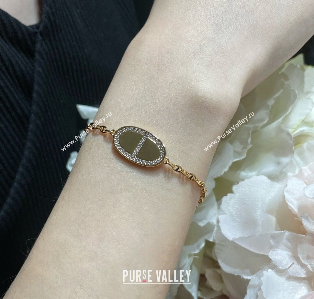 Hermes Chaine dancre Contour bracelet with Strass Gold 2025 H0917031 (YF-250917032)