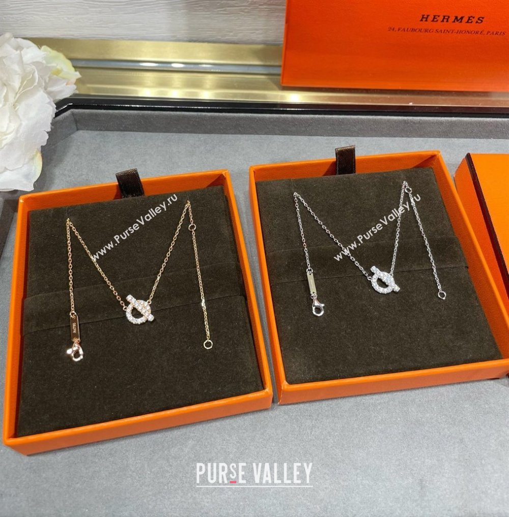 Hermes Finesse pendant necklace with strass 2025 H0917029 (YF-250917029)