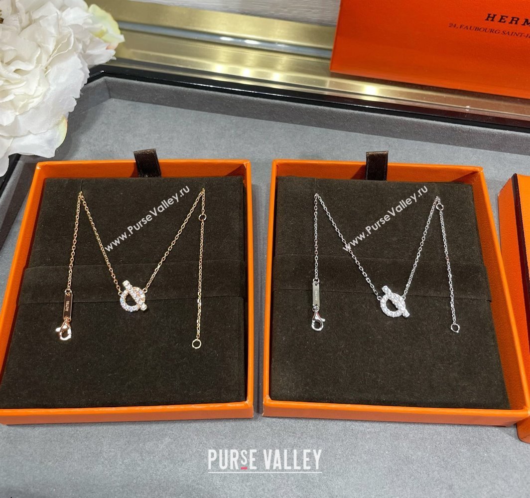 Hermes Finesse pendant necklace with strass 2025 H0917029 (YF-250917029)