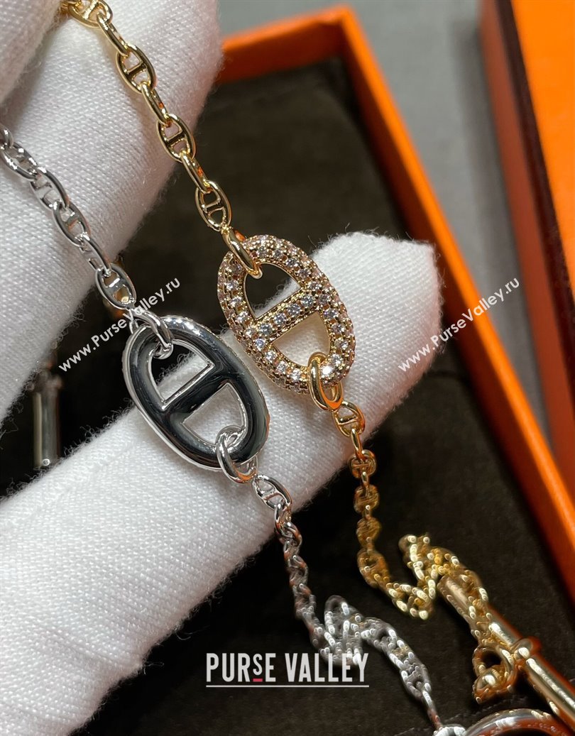 Hermes Farandole Chain Bracelet with Strass Gold 2025 H0917005 (YF-250917008)