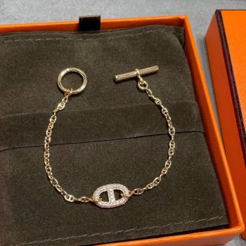 Hermes Farandole Chain Bracelet with Strass Gold 2025 H0917005 (YF-250917008)