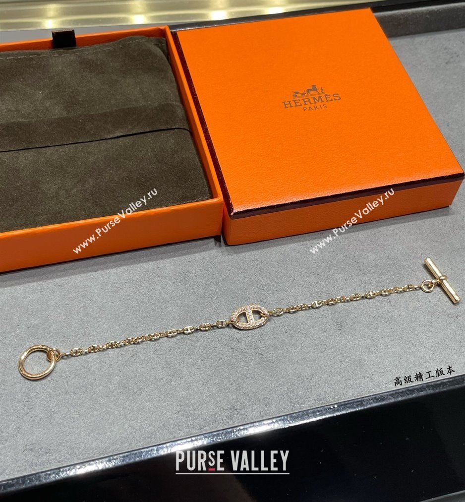Hermes Farandole Chain Bracelet with Strass Gold 2025 H0917005 (YF-250917008)