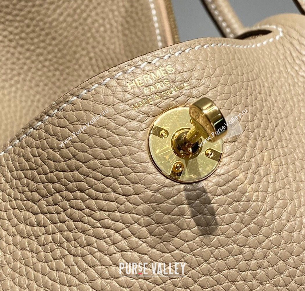 Hermes Lindy Mini Bag 19cm in Litchee-Grainy Togo Calfskin Leather Dove Grey/Gold 2025 (FL-251008026)
