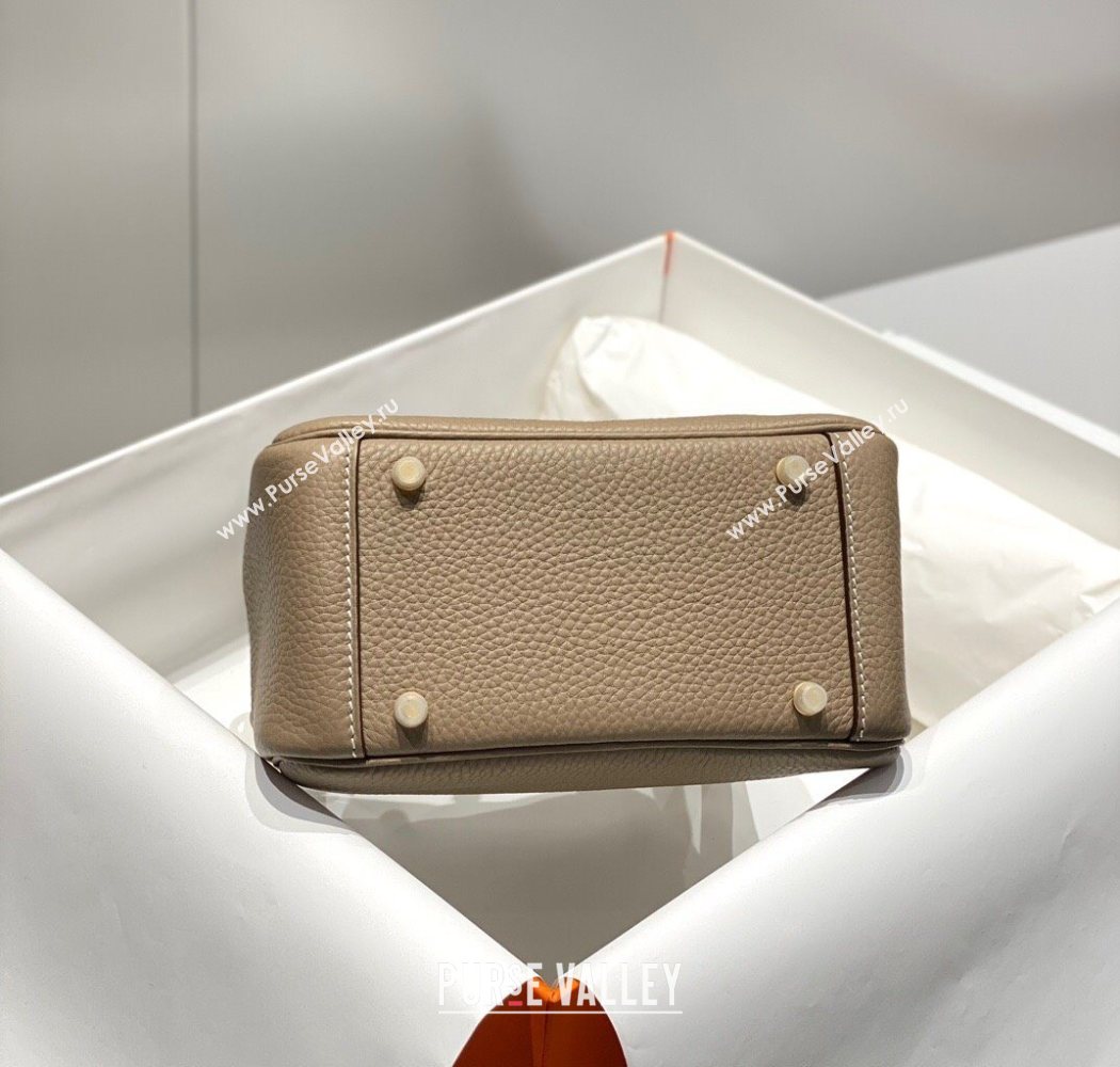 Hermes Lindy Mini Bag 19cm in Litchee-Grainy Togo Calfskin Leather Dove Grey/Gold 2025 (FL-251008026)