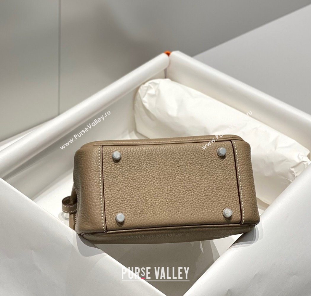 Hermes Lindy Mini Bag 19cm in Litchee-Grainy Togo Calfskin Leather Dove Grey/Silver 2025 (FL-251008028)