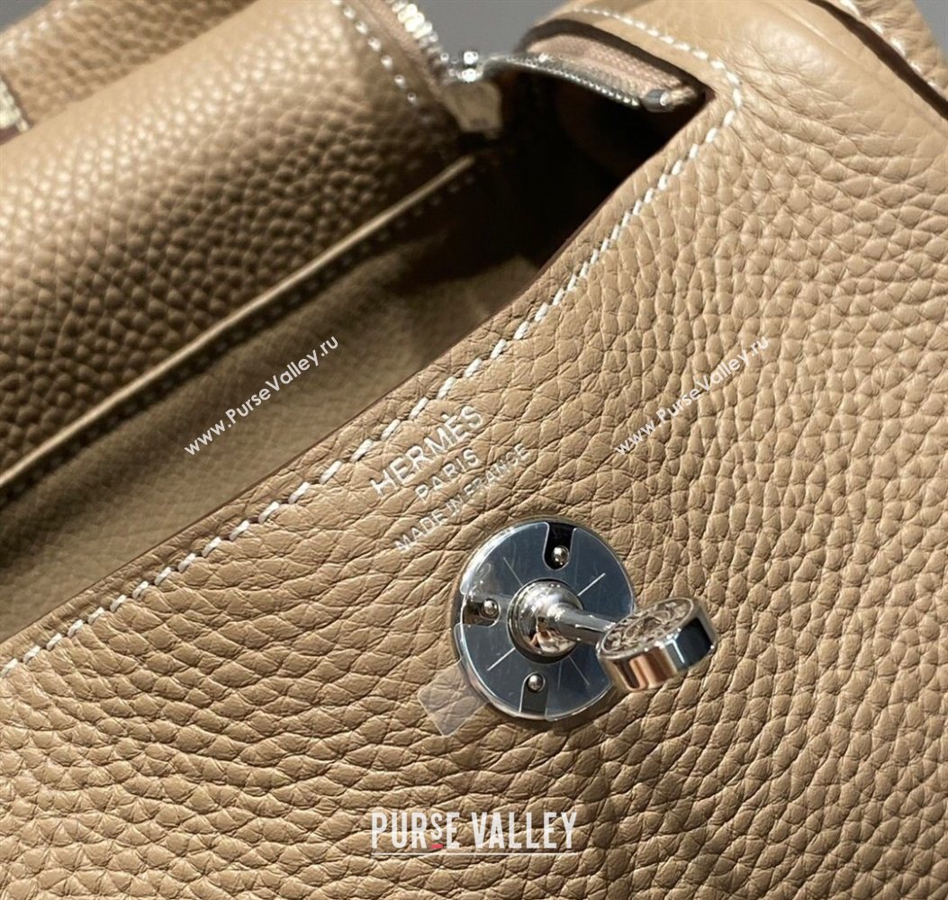 Hermes Lindy Mini Bag 19cm in Litchee-Grainy Togo Calfskin Leather Dove Grey/Silver 2025 (FL-251008028)