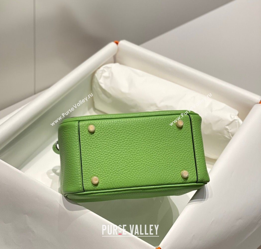 Hermes Lindy Mini Bag 19cm in Litchee-Grainy Togo Calfskin Leather Avocado Green 2025 (FL-251008029)