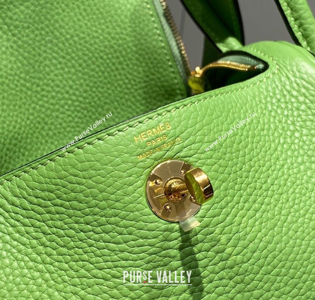 Hermes Lindy Mini Bag 19cm in Litchee-Grainy Togo Calfskin Leather Avocado Green 2025 (FL-251008029)
