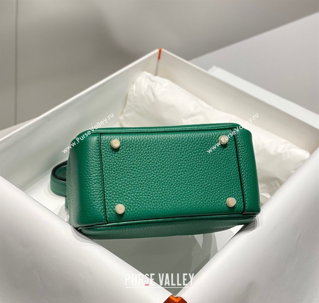 Hermes Lindy Mini Bag 19cm in Litchee-Grainy Togo Calfskin Leather Emerald Green 2025 (FL-251008033)