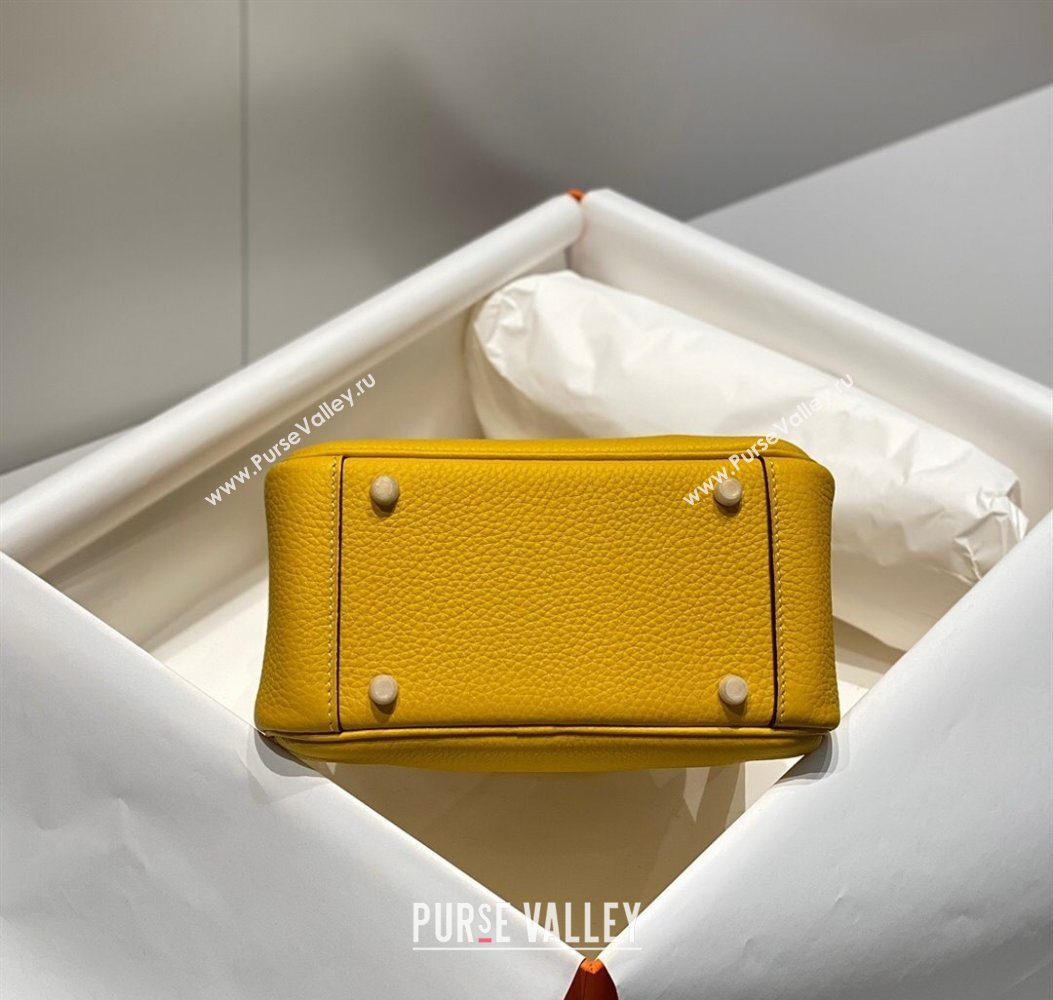 Hermes Lindy Mini Bag 19cm in Litchee-Grainy Togo Calfskin Leather Amber Yellow 2025 (FL-251008034)
