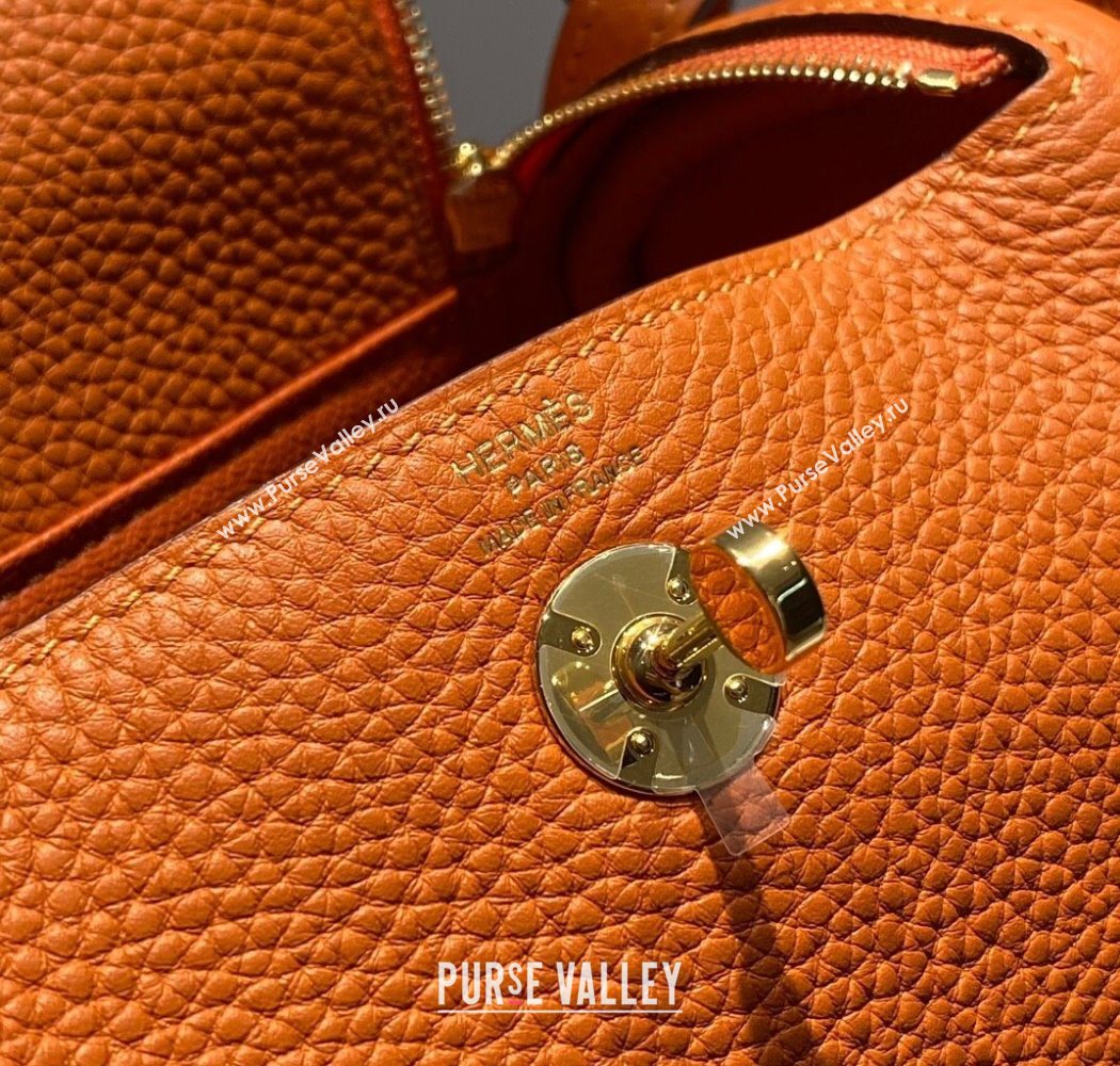 Hermes Lindy Mini Bag 19cm in Litchee-Grainy Togo Calfskin Leather Orange 2025 (FL-251008036)