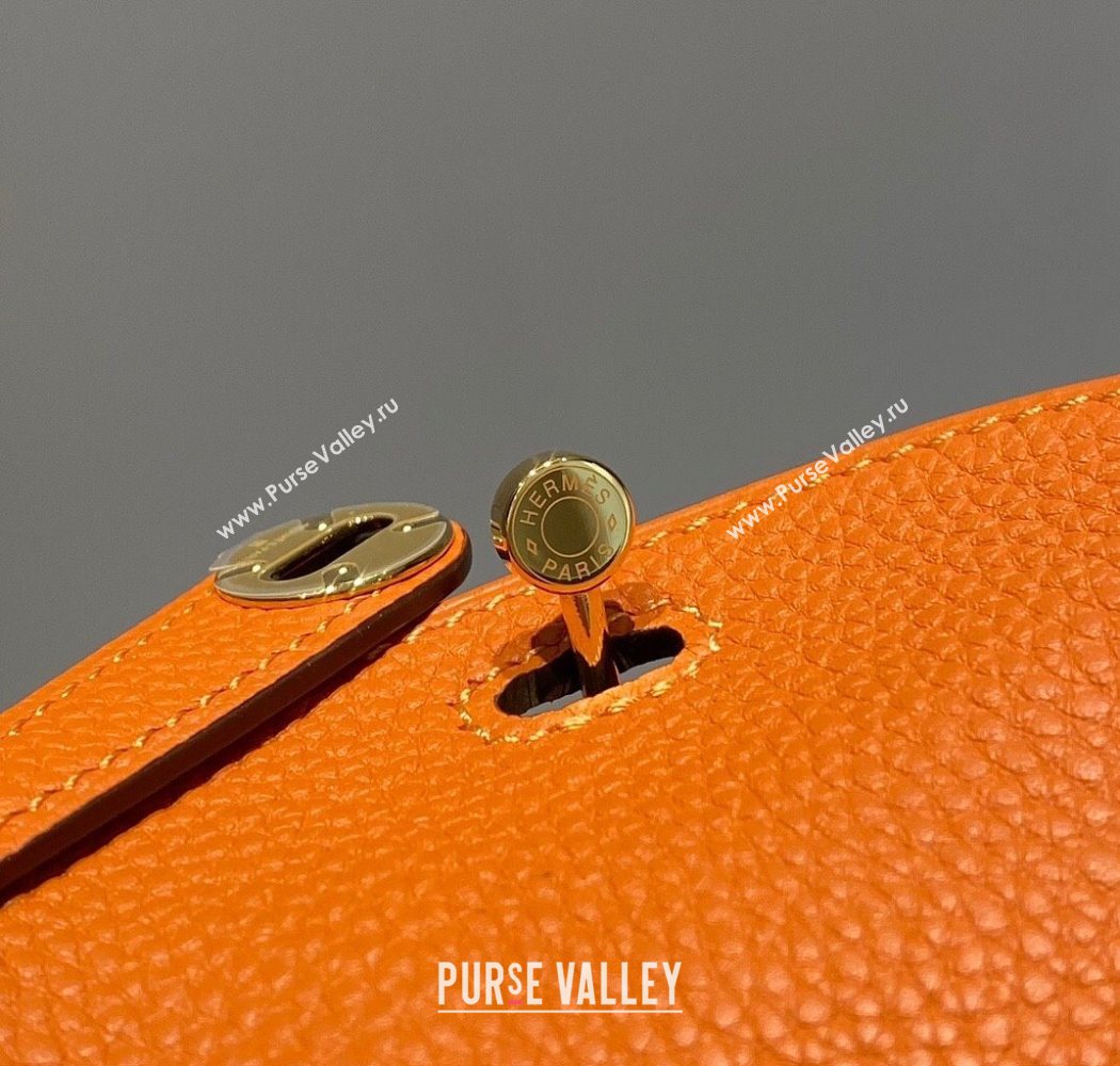 Hermes Lindy Mini Bag 19cm in Litchee-Grainy Togo Calfskin Leather Orange 2025 (FL-251008036)