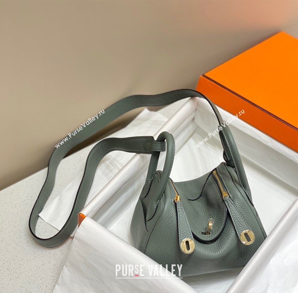 Hermes Lindy Mini Bag 19cm in Togo Calfskin Leather Almond Green 2025 (FL-251008037)