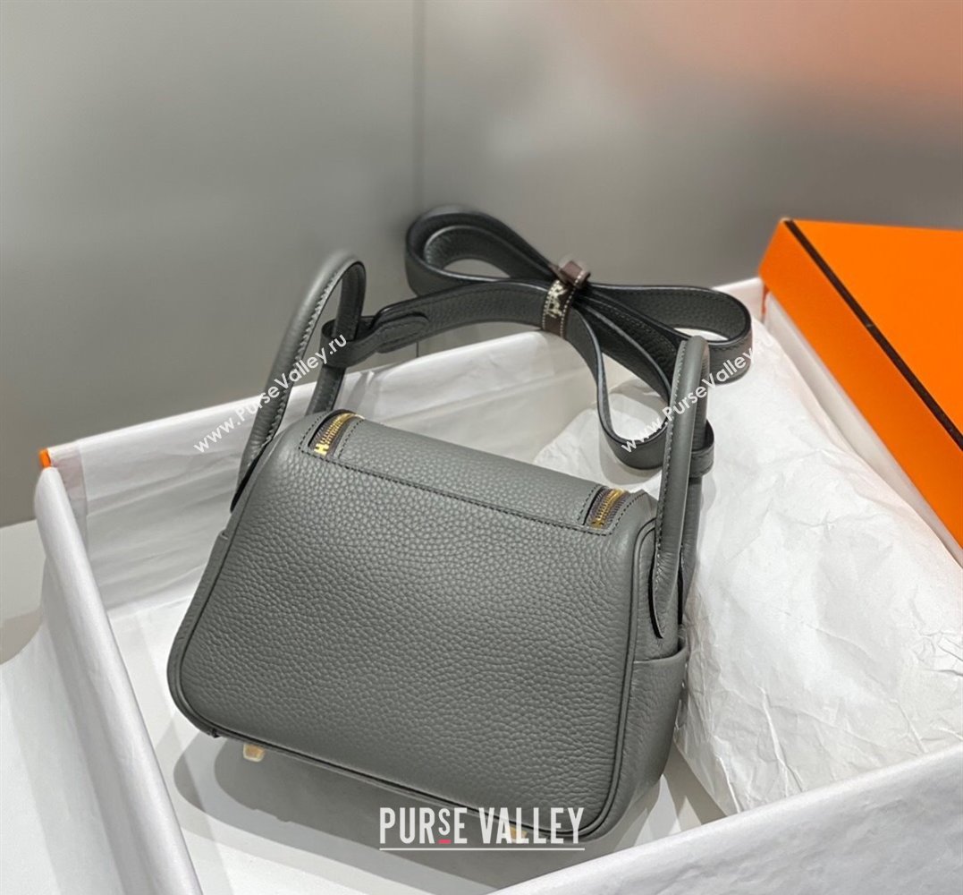 Hermes Lindy Mini Bag 19cm in Togo Calfskin Leather Cloud Grey 2025 (FL-251008042)