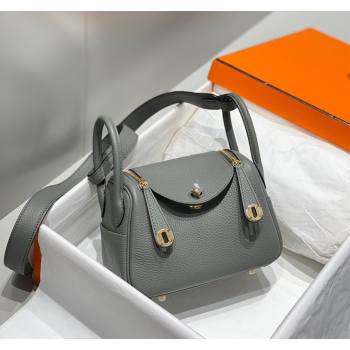 Hermes Lindy Mini Bag 19cm in Togo Calfskin Leather Cloud Grey 2025 (FL-251008042)