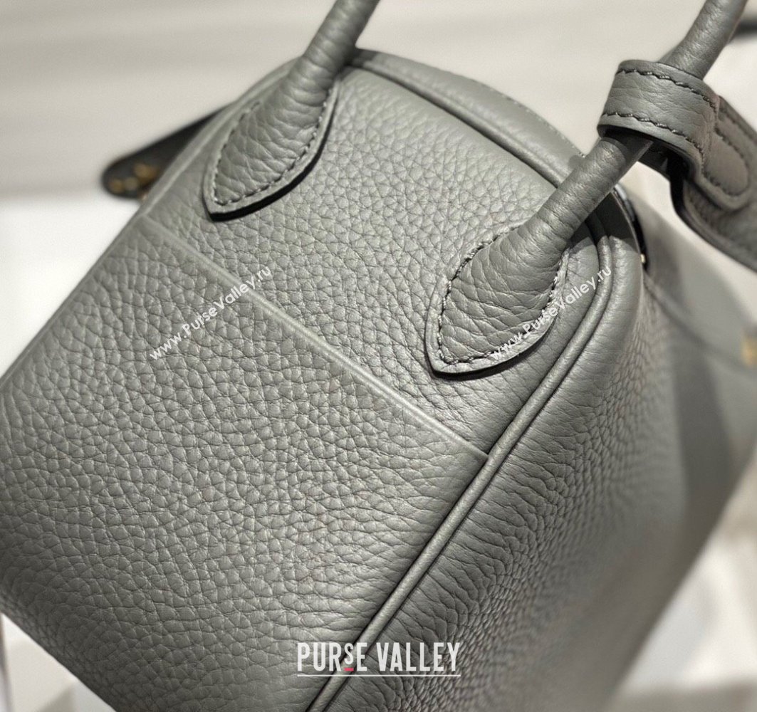 Hermes Lindy Mini Bag 19cm in Togo Calfskin Leather Cloud Grey 2025 (FL-251008042)