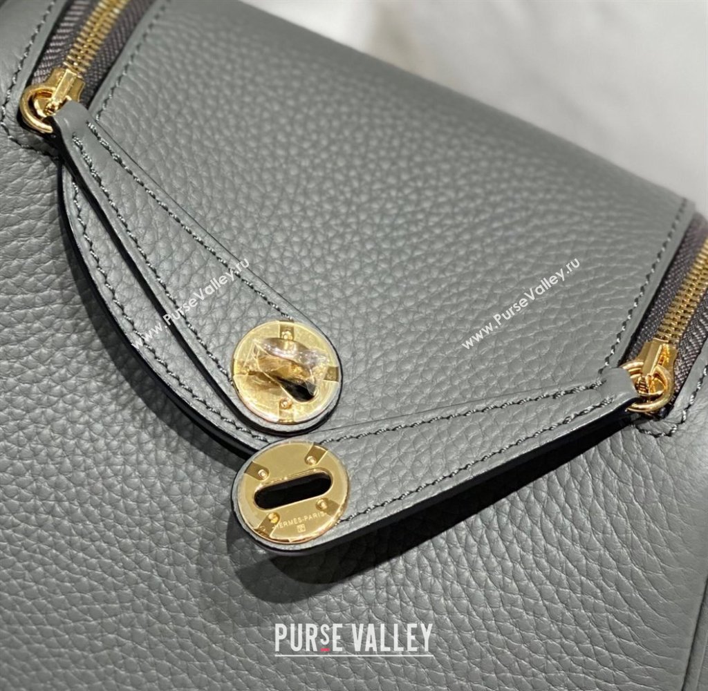 Hermes Lindy Mini Bag 19cm in Togo Calfskin Leather Cloud Grey 2025 (FL-251008042)
