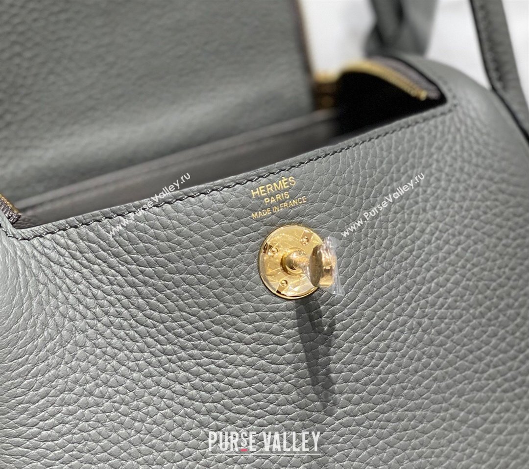 Hermes Lindy Mini Bag 19cm in Togo Calfskin Leather Cloud Grey 2025 (FL-251008042)
