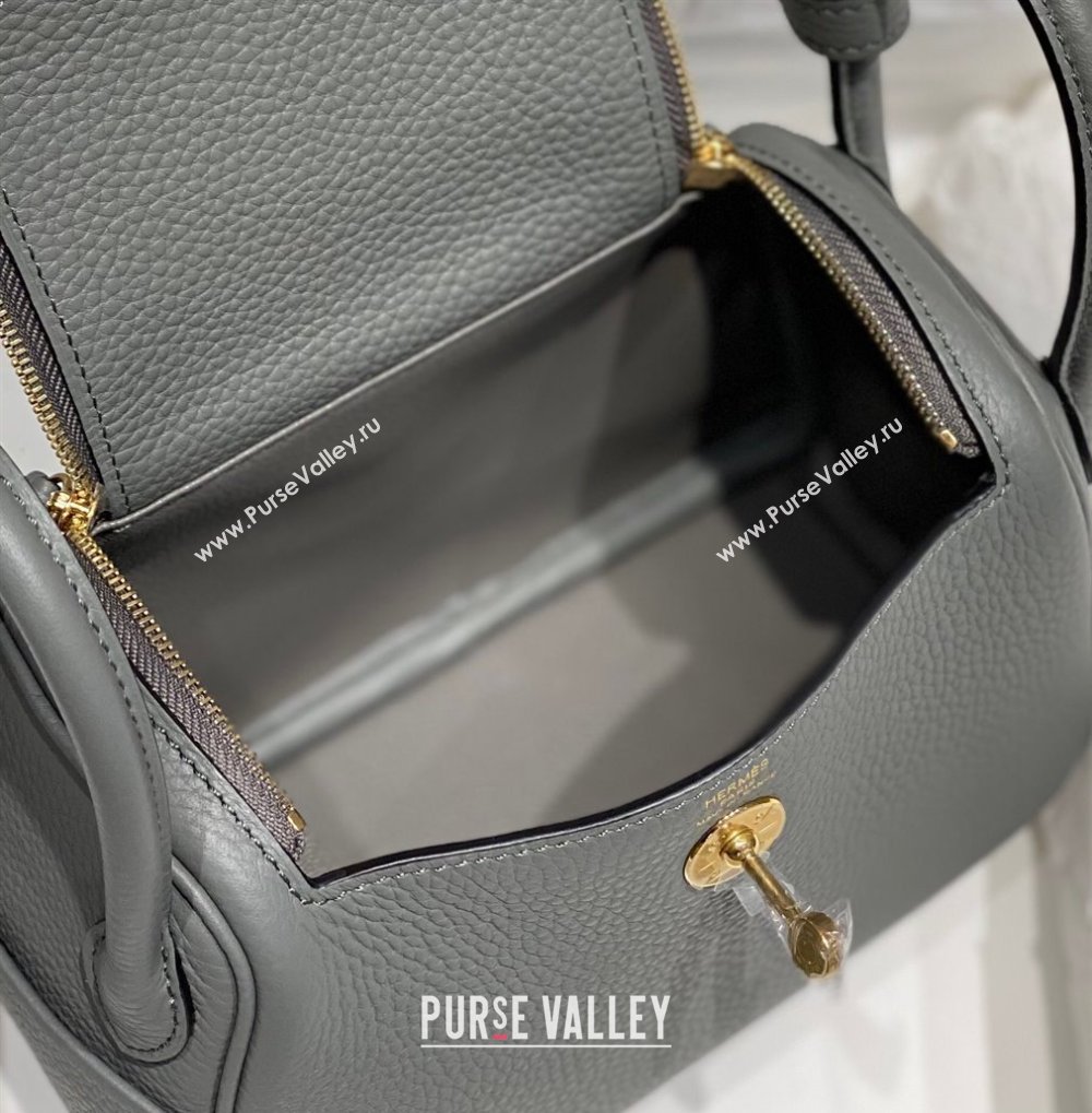 Hermes Lindy Mini Bag 19cm in Togo Calfskin Leather Cloud Grey 2025 (FL-251008042)