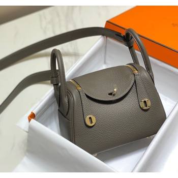 Hermes Lindy Mini Bag 19cm in Togo Calfskin Leather Tin Grey 2025 (FL-251008044)
