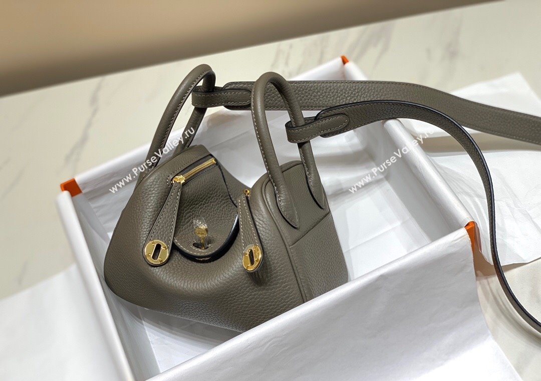 Hermes Lindy Mini Bag 19cm in Togo Calfskin Leather Tin Grey 2025 (FL-251008044)