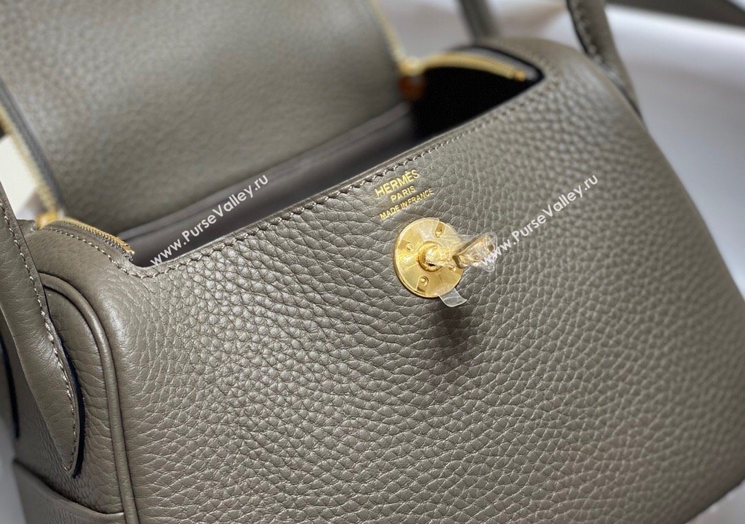 Hermes Lindy Mini Bag 19cm in Togo Calfskin Leather Tin Grey 2025 (FL-251008044)