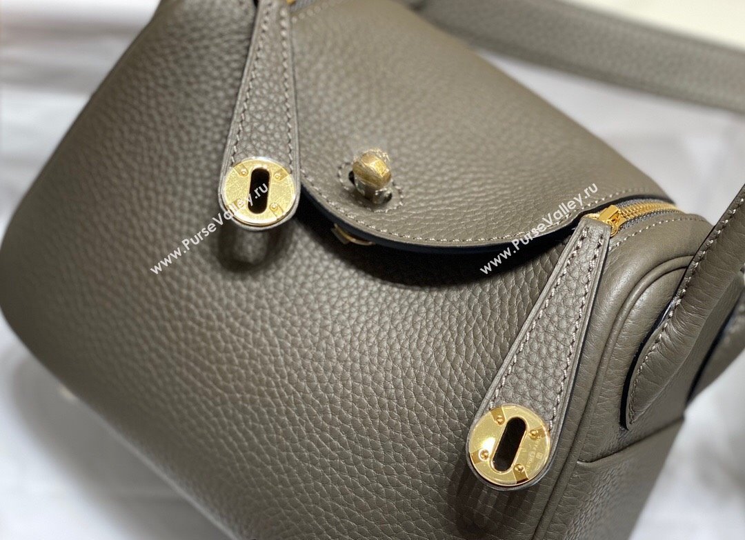 Hermes Lindy Mini Bag 19cm in Togo Calfskin Leather Tin Grey 2025 (FL-251008044)