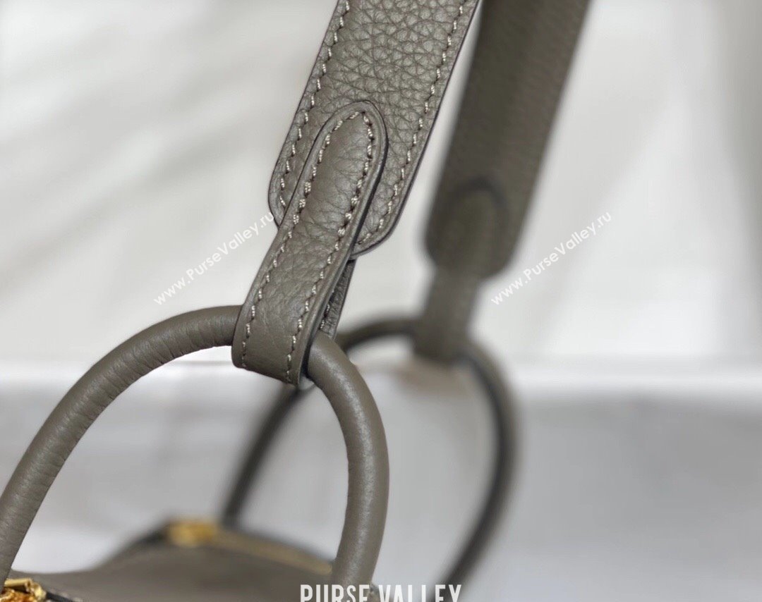 Hermes Lindy Mini Bag 19cm in Togo Calfskin Leather Tin Grey 2025 (FL-251008044)