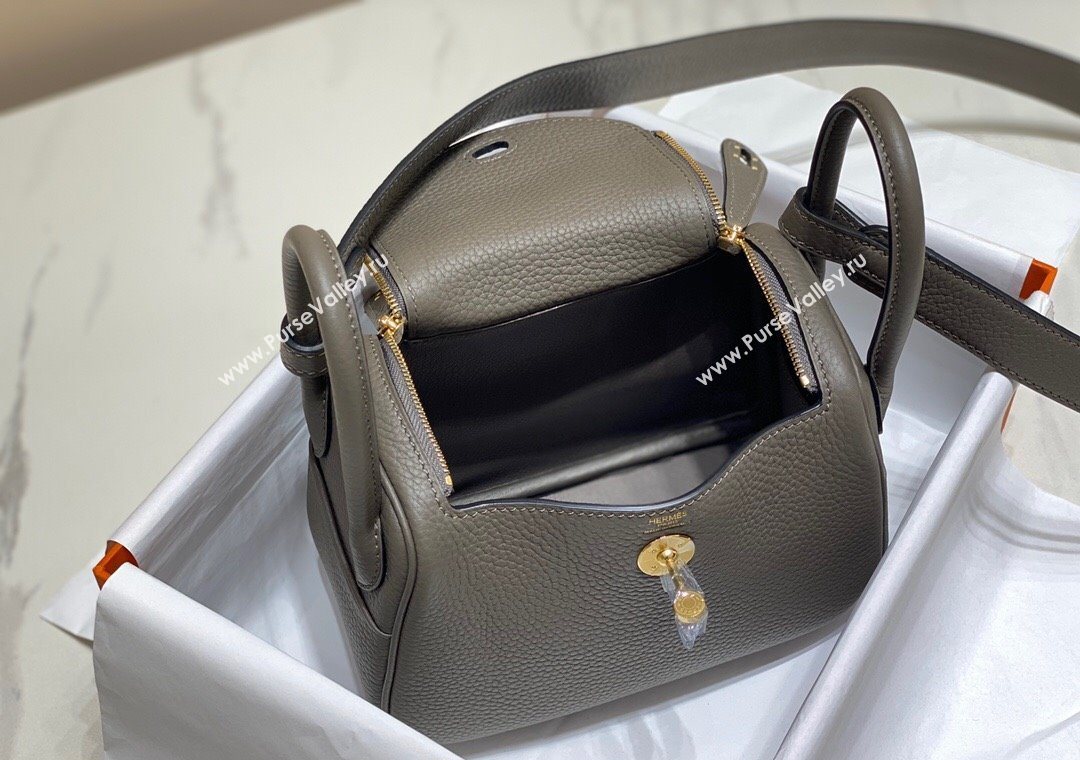 Hermes Lindy Mini Bag 19cm in Togo Calfskin Leather Tin Grey 2025 (FL-251008044)