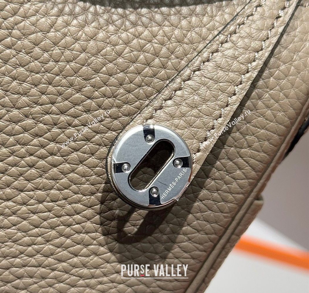 Hermes Lindy Mini Bag 19cm in Litchee-Grainy Clemence Calfskin Leather Asphalt Grey/Silver 2025 (FL-251008022)