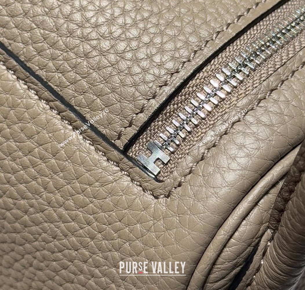 Hermes Lindy Mini Bag 19cm in Litchee-Grainy Clemence Calfskin Leather Asphalt Grey/Silver 2025 (FL-251008022)