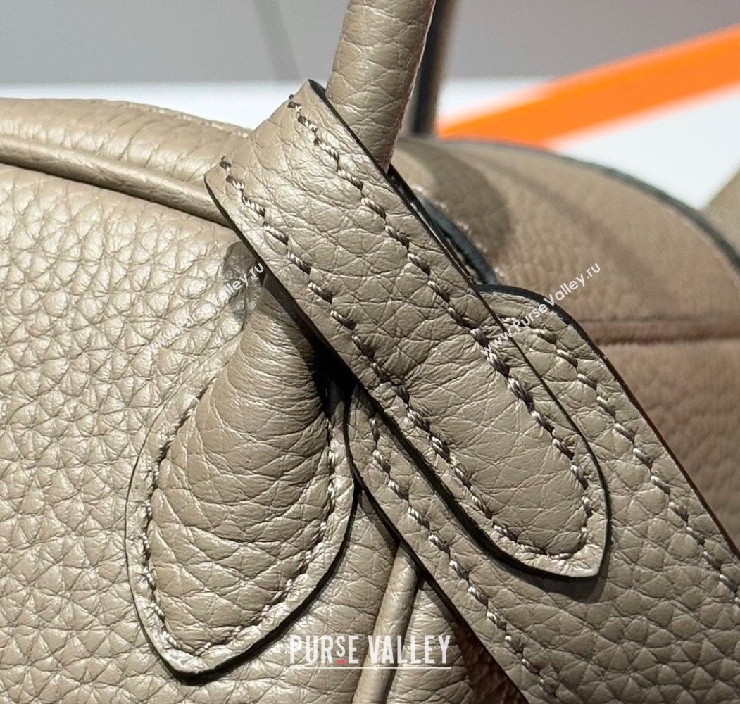 Hermes Lindy Mini Bag 19cm in Litchee-Grainy Clemence Calfskin Leather Asphalt Grey/Silver 2025 (FL-251008022)