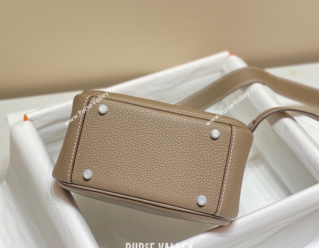 Hermes Lindy Mini Bag 19cm in Togo Calfskin Leather Elephant Grey/Silver 2025 (FL-251008047)