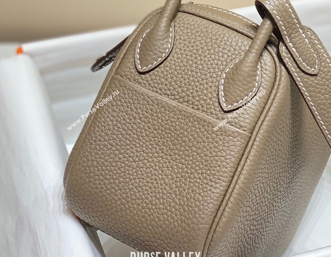 Hermes Lindy Mini Bag 19cm in Togo Calfskin Leather Elephant Grey/Silver 2025 (FL-251008047)