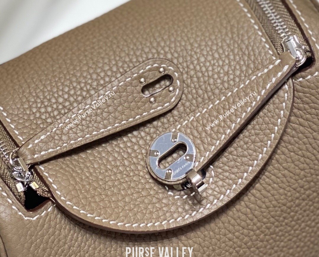 Hermes Lindy Mini Bag 19cm in Togo Calfskin Leather Elephant Grey/Silver 2025 (FL-251008047)