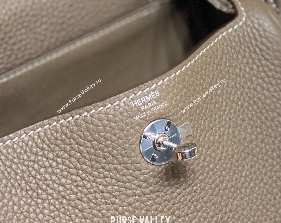 Hermes Lindy Mini Bag 19cm in Togo Calfskin Leather Elephant Grey/Silver 2025 (FL-251008047)