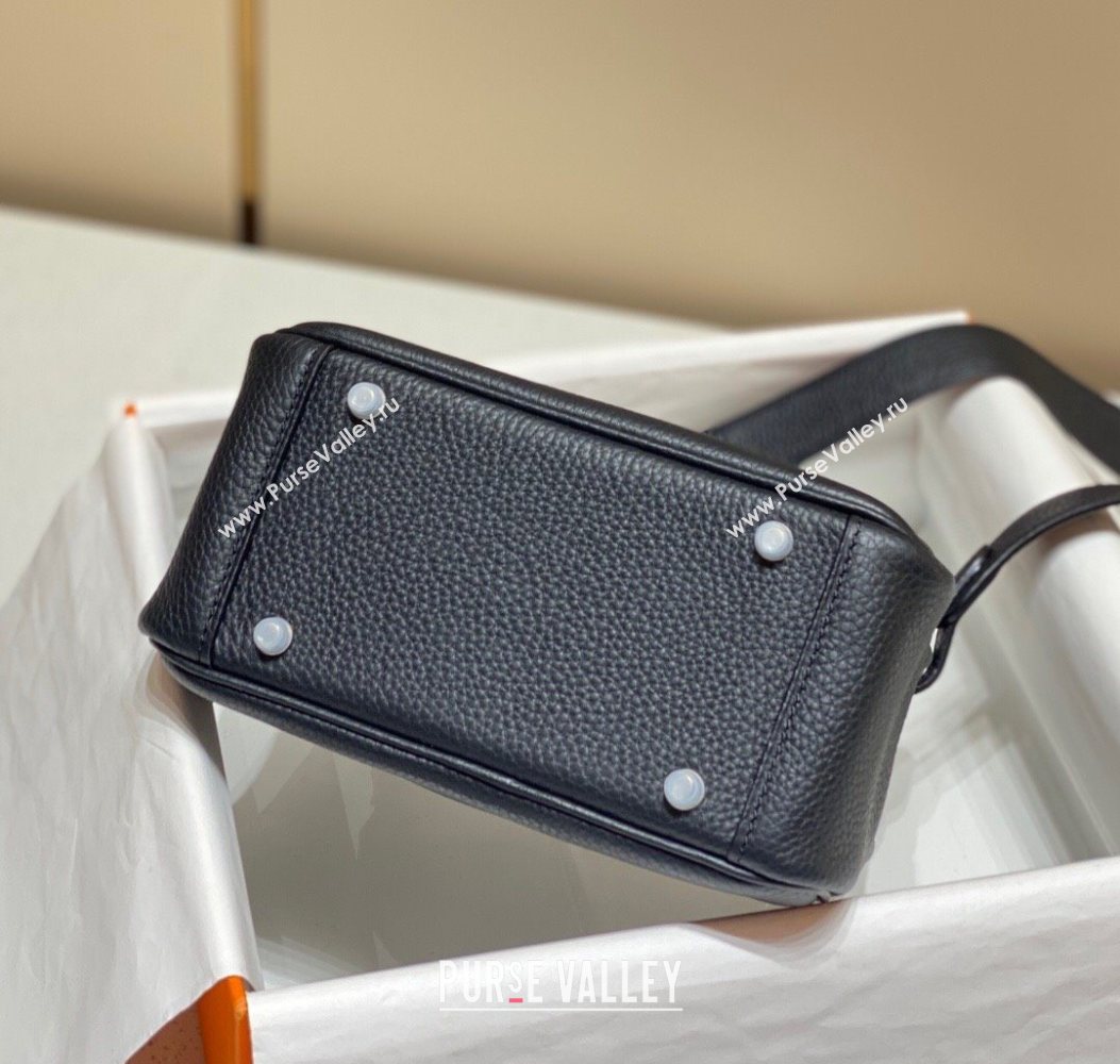 Hermes Lindy Mini Bag 19cm in Togo Calfskin Leather Black/Silver 2025 (FL-251008048)